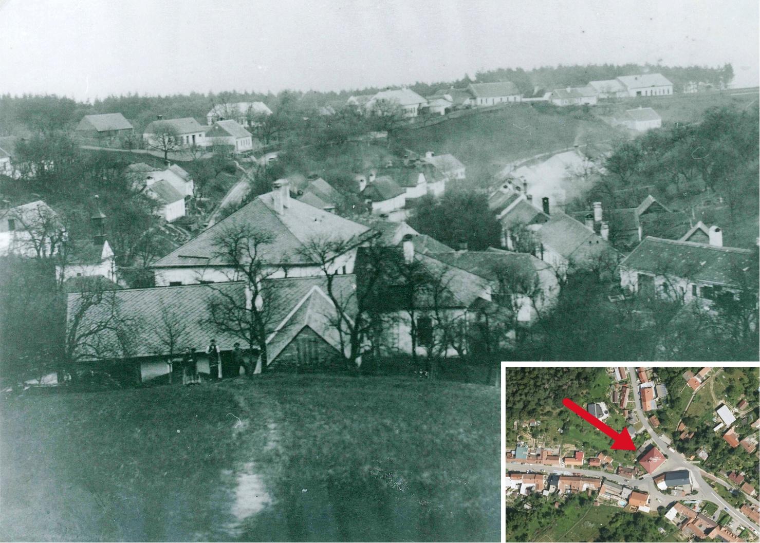 Pohled na Olšany z Křibu, kolem roku 1900